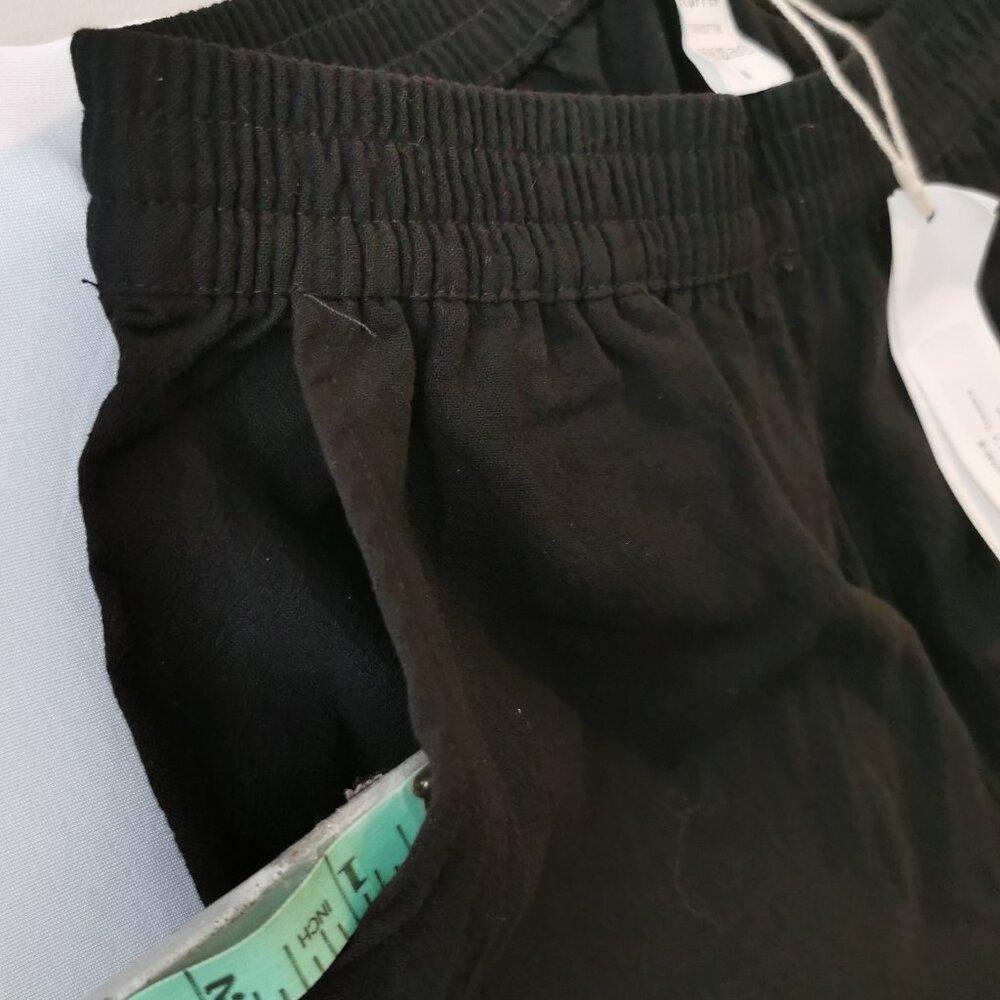 Womens Loose Cotton Capris Wide Leg Pants with Pockets (M ~BLACK) - Picture 6 of 10